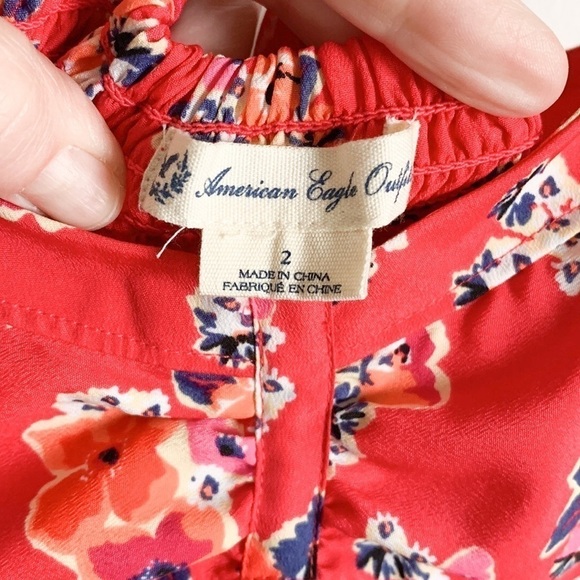 American Eagle Red Floral Mini Dress Y2K - Picture 8 of 9